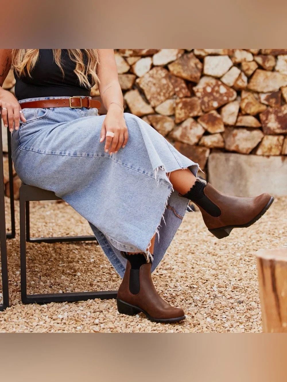 Blundstone Women's Series 1673 Heeled Antique Brown Chelsea Boots - US 9